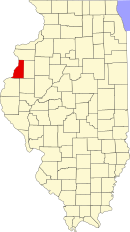 Map of Illinois highlighting Henderson County