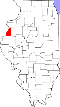 Map of Ilinois highlighting Henderson County