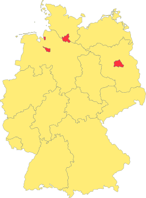 Mapa de les terres d'Alemanya (estats de la zona i estats de la ciutat) .svg