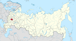 ロシア内のリャザン州の位置の位置図