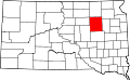 Harta statului South Dakota indicând comitatul Spink