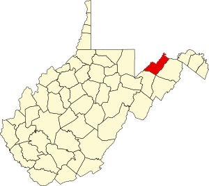 Harta Virginia de Vest care evidențiază județul Mineral