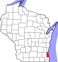 ミルウォーキー郡の位置を示したウィスコンシン州の地図