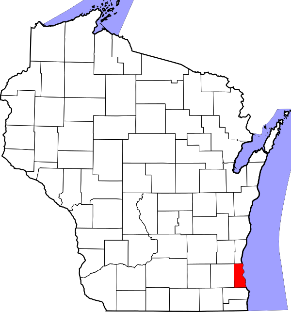 Map of Wisconsin highlighting Milwaukee County