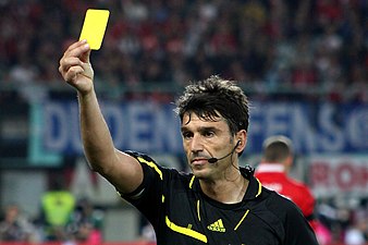 Yellow penalty card used during an association football match