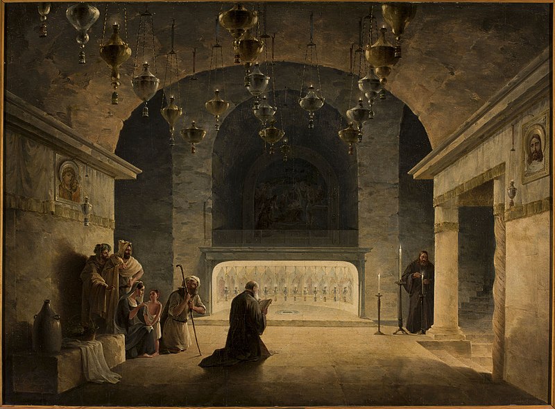 File:Maxim Nikiforovitsch Worobjeff - Interior of the crypt in the Church of the Nativity in Bethlehem - M.Ob.901 - National Museum in Warsaw.jpg