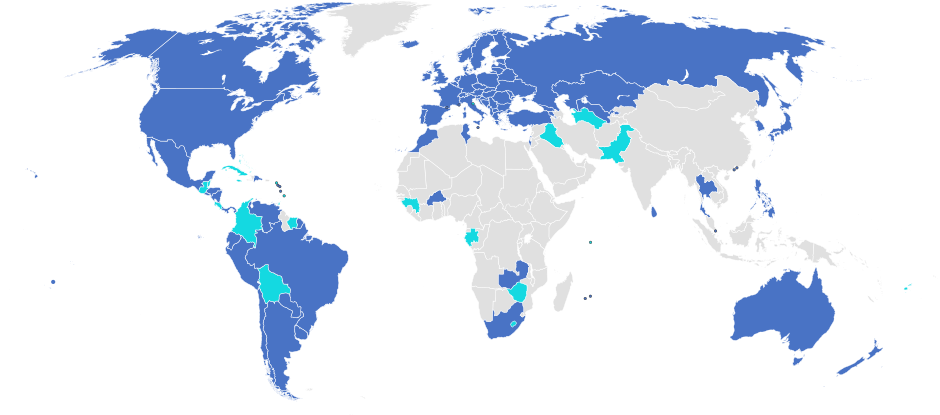 Signatory Countries to the Convention (Conference member countries in dark blue)