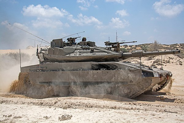 Merkava Mk 4m equipped with Trophy APS technology during Operation Protective Edge.