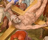 Michelangelo, crocifissione di san pietro, 1546-50, 09.jpg
