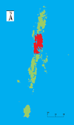 Мапа на Андаманските Острови каде Средниот Андамански Остров е прикажан со црвена боја.
