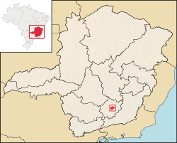 Localização de Carandaí em Minas Gerais
