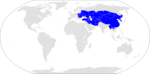 Mappa, con i confini degli Stati moderni, in cui è rappresentata la massima estensione dell'Impero Mongolo