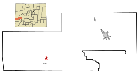 Montrose County Colorado Incorporated and Unincorporated areas Nucla Highlighted.svg