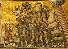 Mosaici del battistero, giuseppe 03 Giuseppe racconta i sogni ai fratelli.jpg