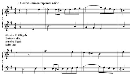 Näide James Hamiltoni õpiku Catechism on Double Counterpoint and Fugue järgi.