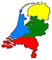 2. In groen het landsdeel Oost-Nederland.