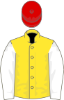 Yellow, white sleeves, red cap