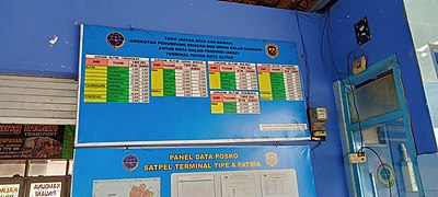 Papan informasi tarif bus antarkota