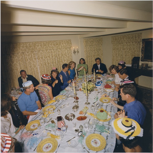 File:Party for Ambassador Joseph P. Kennedy's 75th Birthday. Jacqueline Kennedy, Robert F. Kennedy, K. Lemoyne Billings... - NARA - 194269.tif