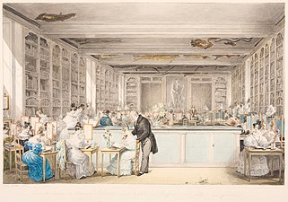 L'École de dessin botanique de Pierre-Joseph Redouté dans la salle Buffon du Jardin des Plantes (1830), Cambridge, Fitzwilliam Museum.