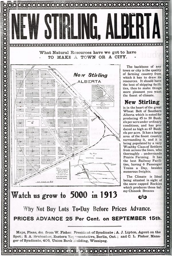 Poster advertising lots in "New Stirling"