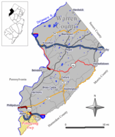 Warren County'deki Pohatcong İlçesinin Haritası. Giriş: New Jersey Eyaletinde vurgulanan Warren County konumu.