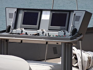 Furuno control panels on a ship