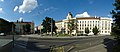 Čeština: Panoramatický pohled na náměstí Kinských s Justičním palácem, Praha English: Náměstí Kinských Square, panoramic view. Palace of Justice can be seen on the right (white building)