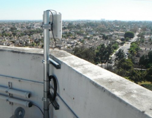 A point-to-point wireless unit with a built-in antenna at Huntington Beach, California