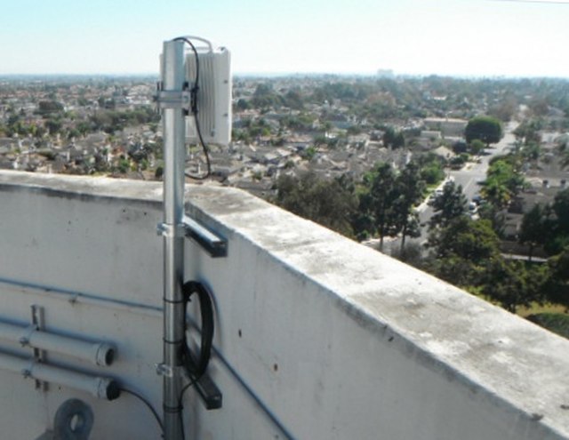A point-to-point wireless unit with a built-in antenna at Huntington Beach, California