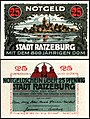 * Nomination 25 Pfennig Notgeld banknote of the Town of Ratzeburg, Germany. --Palauenc05 19:04, 20 December 2019 (UTC) * Promotion Good quality. --Berthold Werner 19:06, 20 December 2019 (UTC)