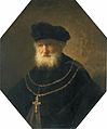 Rembrandt - Bust of an old bearded man wearing a golden chain with a cross.jpg