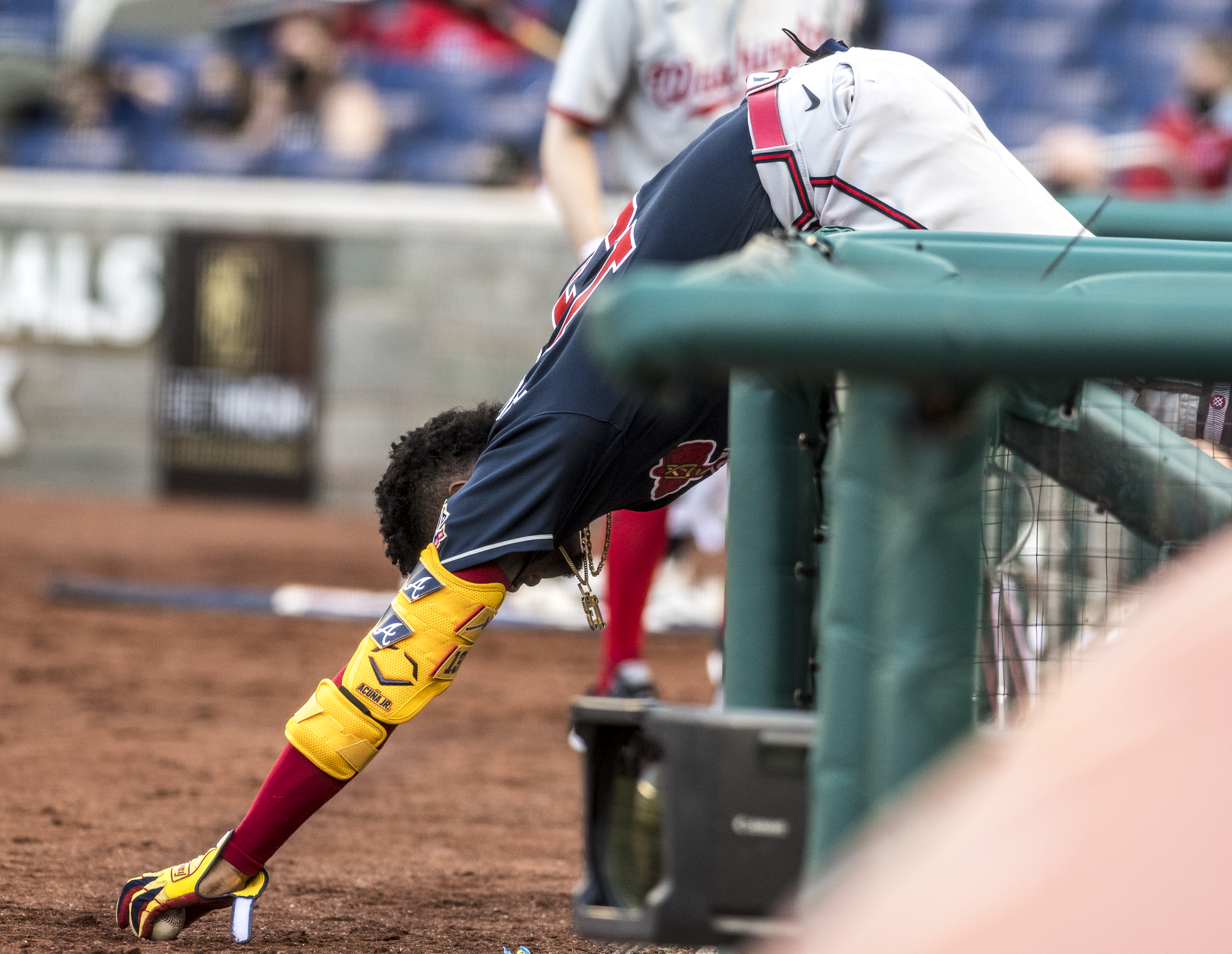 File:Ronald Acuna Jr. stretches for ball from Nationals vs. Braves