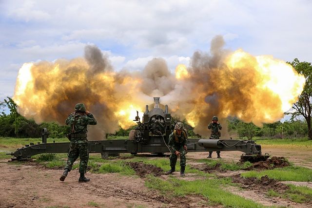 Royal Thai Army firing M198 howitzer