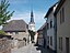 Rittergasse in Sangerhausen (Mansfeld-Südharz district, Saxony-Anhalt) with St. Ulrich's Church in the background