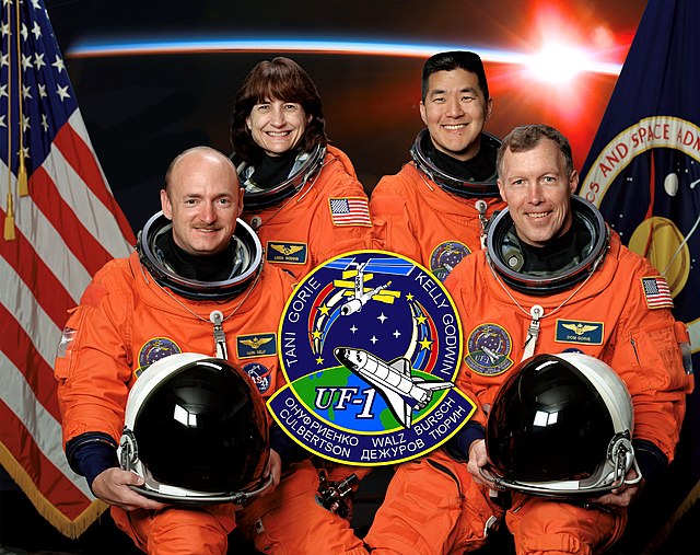 (L-R): Mark E. Kelly, Linda M. Godwin, Daniel M. Tani, Dominic L. Pudwill GorieSpace Shuttle program← STS-105STS-109 →