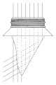 Single vault light pendant prism, showing total internal reflection. Multi-prism vault lights were also made.