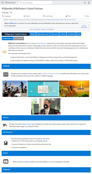 File:Screenshot of Wikiproject United Nations front page.png