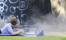 U.S. Air Force MSgt Tanya Breed demonstrates a Barrett .50 caliber rifle during a special operations training course at Hurlburt Field.