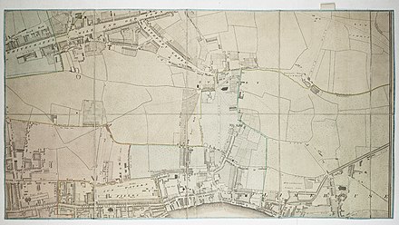 Map of 1792 of Stepney and around, when it was countryside