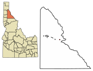 Location of Mullan in Shoshone County, Idaho.