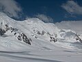 Simeon Peak from Willan Saddle, with St. Cyril Peak on the right and Huntress Glacier in the foreground