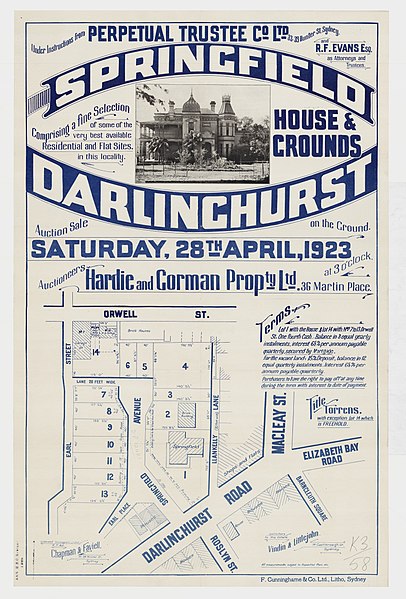 File:Springfield House and grounds, Darlinghurst - Hardie and Gorman - Earl St, Earl Place, Springfield Ave, Llankelly Lane, Orwell St, Elizabeth Bay Rd, Barncleuth Square, Roslyn St, Macleay St, Darlinghurst Rd, 1923.jpg