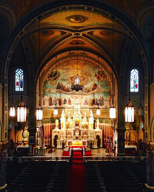 The altar, side altars, and nave of St. Casimir Church in Cleveland, Ohio, on March 13, 2016, following Cleveland Mass Mob XX