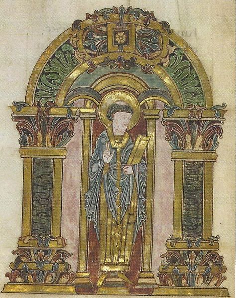 File:St Swithun, Benedictional of Æthelwold, London, BL, Ms Add. 19598, Fol 90V.jpg