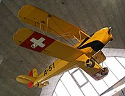 Swiss Air Force Bücker Bü 131 seen from below