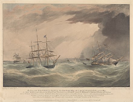 The Loss of the Pennsylvania New York Packet Ship- the Lockwoods Emigrant Ship; the Saint Andrew Packet Ship, and the Victoria from Charleston, near Liverpool during the Hurricane on Monday and Tuesday 7–8 January 1839