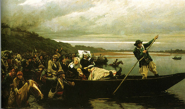 The wounded General Lescure crosses the Loire at Saint-Florent