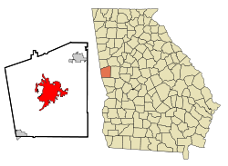 Location in Troup County and the state of جورجیا