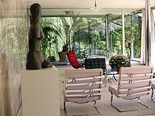 Furniture in the Tugendhat House, including two Tugendhat chairs (foreground). Tugendhat Villa Furniture.jpg